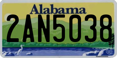 AL license plate 2AN5038