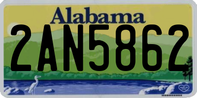 AL license plate 2AN5862