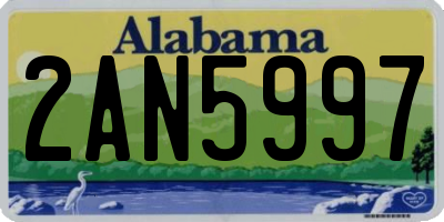AL license plate 2AN5997