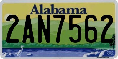AL license plate 2AN7562