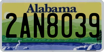 AL license plate 2AN8039