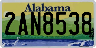 AL license plate 2AN8538
