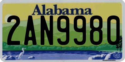 AL license plate 2AN9980