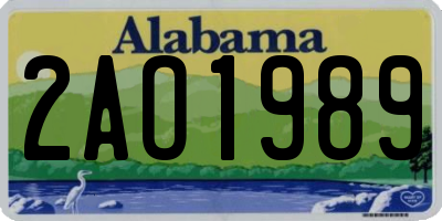 AL license plate 2AO1989