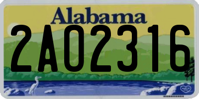AL license plate 2AO2316