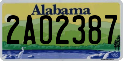 AL license plate 2AO2387