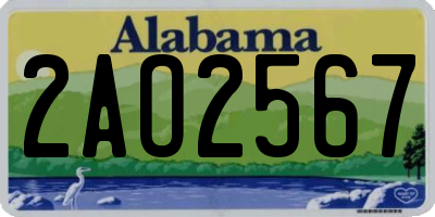 AL license plate 2AO2567
