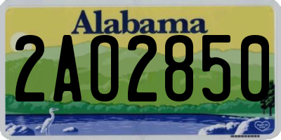 AL license plate 2AO2850