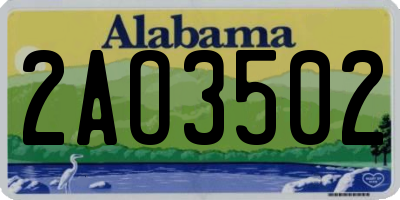 AL license plate 2AO3502