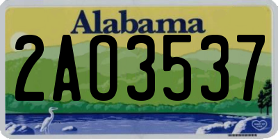 AL license plate 2AO3537