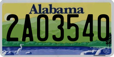 AL license plate 2AO3540