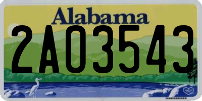 AL license plate 2AO3543