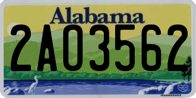 AL license plate 2AO3562