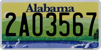AL license plate 2AO3567