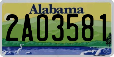 AL license plate 2AO3581