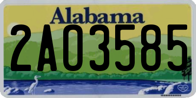 AL license plate 2AO3585