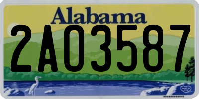 AL license plate 2AO3587