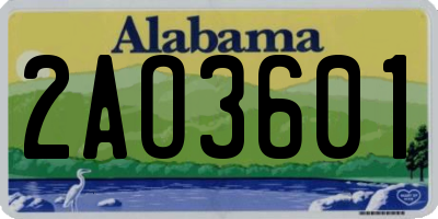 AL license plate 2AO3601