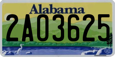 AL license plate 2AO3625