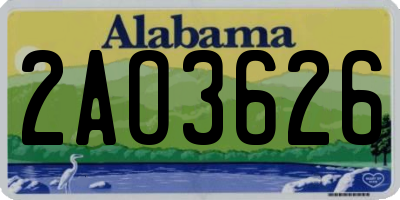 AL license plate 2AO3626