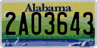 AL license plate 2AO3643