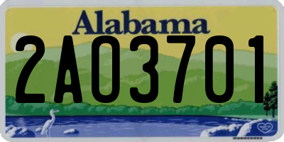 AL license plate 2AO3701