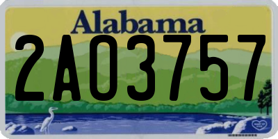 AL license plate 2AO3757