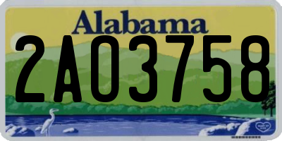AL license plate 2AO3758