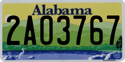 AL license plate 2AO3767
