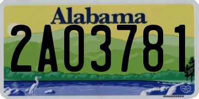 AL license plate 2AO3781