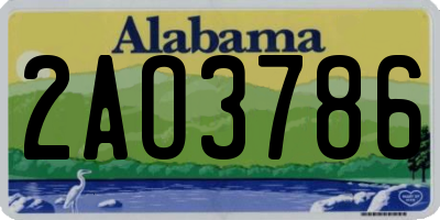 AL license plate 2AO3786