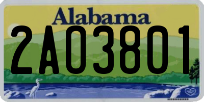 AL license plate 2AO3801