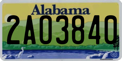 AL license plate 2AO3840