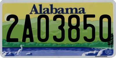 AL license plate 2AO3850