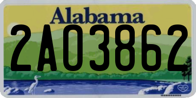 AL license plate 2AO3862