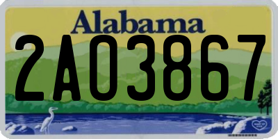AL license plate 2AO3867