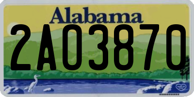 AL license plate 2AO3870
