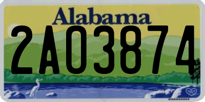 AL license plate 2AO3874