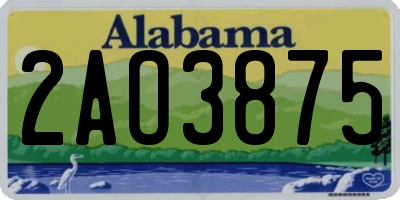 AL license plate 2AO3875