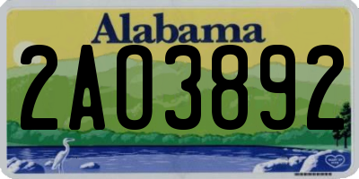 AL license plate 2AO3892