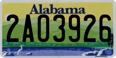 AL license plate 2AO3926