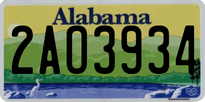 AL license plate 2AO3934