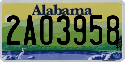 AL license plate 2AO3958