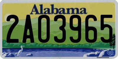 AL license plate 2AO3965