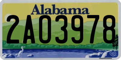 AL license plate 2AO3978