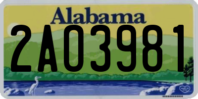 AL license plate 2AO3981