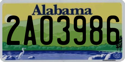 AL license plate 2AO3986