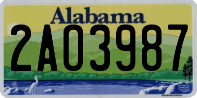 AL license plate 2AO3987