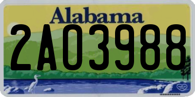 AL license plate 2AO3988