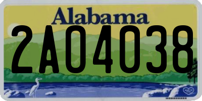 AL license plate 2AO4038